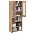 vidaXL Highboard Remeselný dub 69,5 x 34 x 180 cm Kompozitné drevo