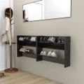 vidaXL Nástenné skrinky na topánky 2 ks, lesklé čierne 80x18x60 cm