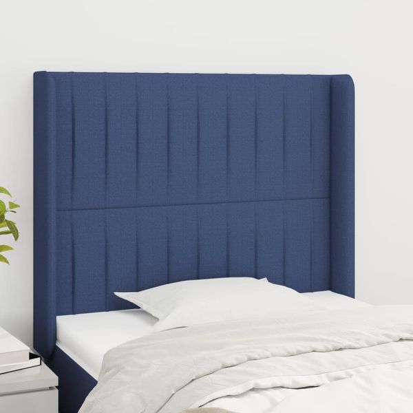 vidaXL Čelo postele so záhybmi modré 83x16x118/128 cm látka