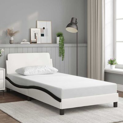 vidaXL Rám postele Dover bielo-čierny 100x200 cm umelá koža