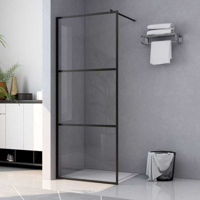 vidaXL Sprchová zástena s priehľadným ESG sklom čierna 115x195 cm