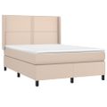 vidaXL Boxspring posteľ matrac a LED kapučínová 140x200 cm umelá koža