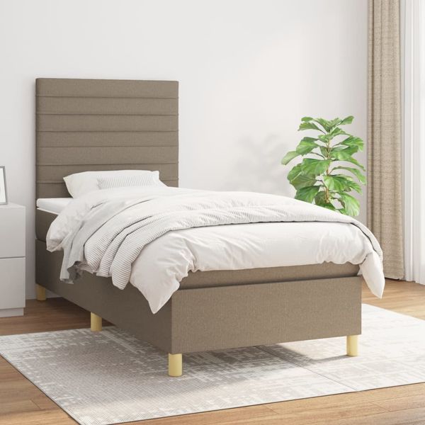 vidaXL Posteľný rám boxsping s matracom sivohnedý 80x200 cm látka