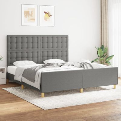 vidaXL Posteľný rám s čelom tmavosivý 180x200 cm látka