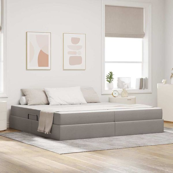 vidaXL Postel s úložným prostorem a matrací Sivohnedá 200 x 200 cm