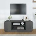 vidaXL TV skrinka sivá 110x35x40,5 cm masívna borovica