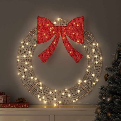 vidaXL Veniec s 60 LED-i Teplá biela 76 x 76 x 8 cm PET