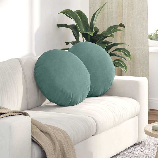 vidaXL Vankúše na sedenie 2 pcs Morská zelená Ø50 x 19 cm Zamat