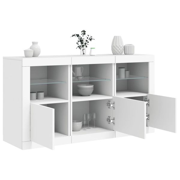 vidaXL Komoda s LED svetlami biela 123x37x67 cm