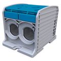 Svorka univerzálna RKA 300 1/4 N, 520A, 1pól. (4x vstup), AL/CU, modrá, na DIN/na panel