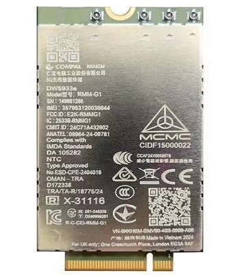 DELL 5G modem/ karta MediaTek T700 (DW5933E) WWAN Sítová karta, modul, M.2, 5G, 4G LTE, 3G, GPS, pro notebooky, pro Dell Pro 13 Plus, 16 Plus, Max 16