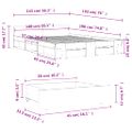 vidaXL Posteľný rám so zásuvkami dymový dub 140x190cm kompozitné drevo