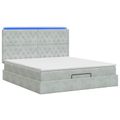 vidaXL Ottoman posteľ s matracom a LED Svetlosivá 140 x 190 cm Zamat