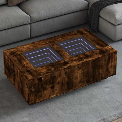 vidaXL Konferenčný stolík s nekonečnými LED dymový dub 116x69x40 cm