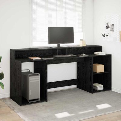 vidaXL Stôl so zásuvkou Čierny dub 200 x 55 x 91 cm Kompozitné drevo