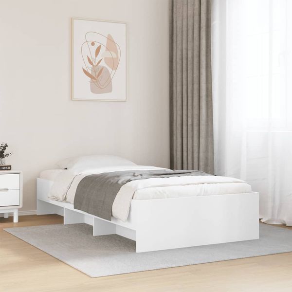 vidaXL Posteľný rám biely 90x190 cm kompozitné masív