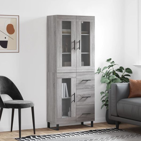 vidaXL Vysoká skrinka sivý dub sonoma 69,5x34x180 cm spracované drevo