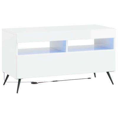 vidaXL LED TV kabinet BREDA Biela s vysokým leskom Kompozitné drevo