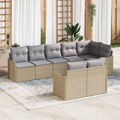vidaXL Súprava záhradných pohoviek 8 pcs Beige a svetlo šedá polyratan