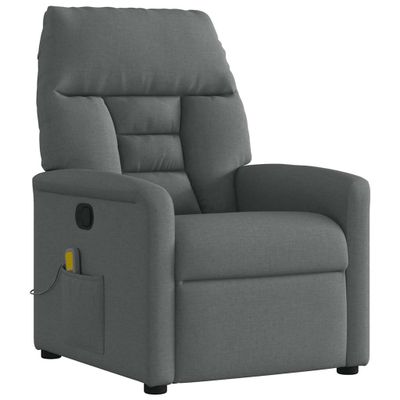 vidaXL Masážne kreslo s polohovacím mechanizmom, tmavosivá látka