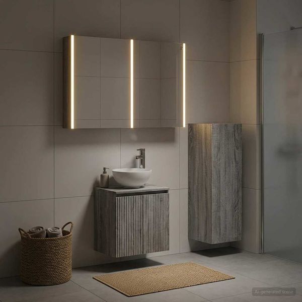 vidaXL Sada kúpeľňového nábytku 4 pcs Sivý Sonoma