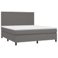 vidaXL Boxspring posteľ s matracom a LED sivá 180x200 cm umelá koža