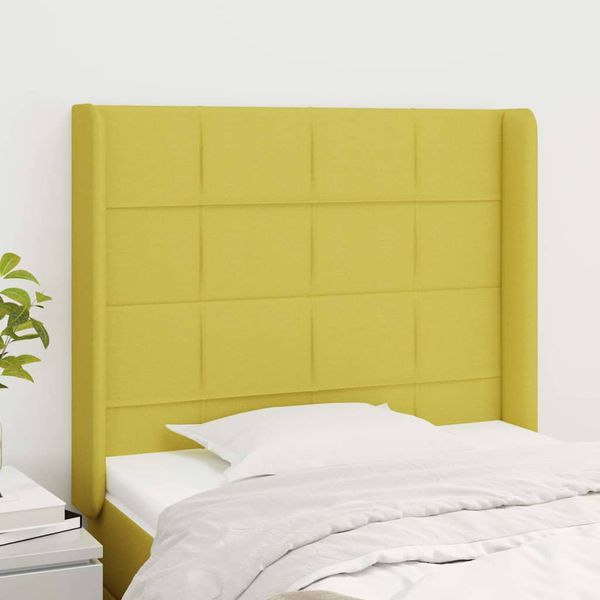 vidaXL Čelo postele so záhybmi zelené 93x16x118/128 cm látka