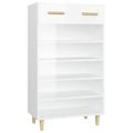 vidaXL Botník lesklý biely 60x35x105 cm spracované drevo