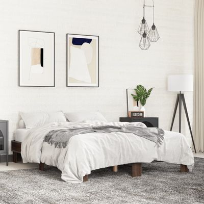 vidaXL Posteľný rám hnedý dub 150x200 cm kompozitné drevo a kov