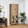 vidaXL Highboard Remeselný dub 69,5 x 34 x 180 cm Kompozitné drevo