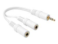 Audio kábel - mini-phone stereo 3,5 mm so zdierkami (samica) na mini-phone stereo 3,5 mm s pinmi (samec) - 20 cm - biela