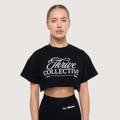 Dámske cropped tričko Thrive Black - GymBeam, veľkosť S