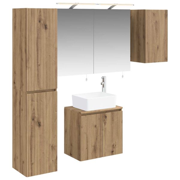 vidaXL Set kabinetov do kúpeľne 5 pcs Dub artisan 50 x 14,5 x 70 cm