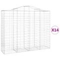 vidaXL Oblúkové gabiónové koše 14 ks 200x50x160/180 pozinkované železo