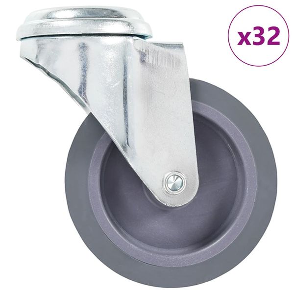 vidaXL Otočné kolieska s otvorom na skrutku 32 ks, 75 mm