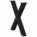 vidaXL Nohy k jedálenskému stolu v tvare X, 2 ks, čierne, 70 x (72-73) cm, oceľové