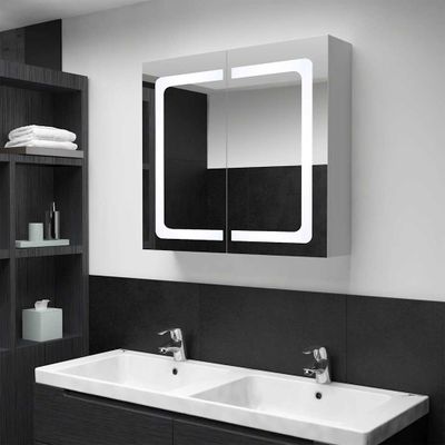 vidaXL LED kúpeľňová zrkadlová skrinka 80x12,2x68 cm