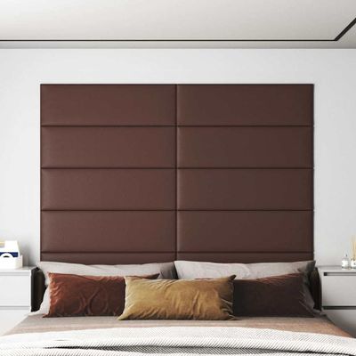 vidaXL Nástenné panely 12 ks hnedé 90x30 cm umelá koža 3,24 m²