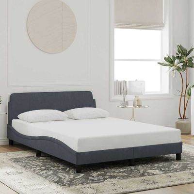 vidaXL Rám postele Dover tmavosivá 140x200 cm zamat