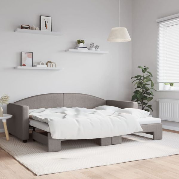 vidaXL Denná posteľ s rozkladacou posteľou sivohnedá 90x200 cm látka