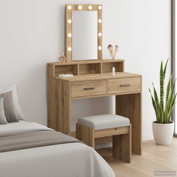 vidaXL Toaletný stolík Hnedá 79 x 41 x 140 cm Kompozitné drevo