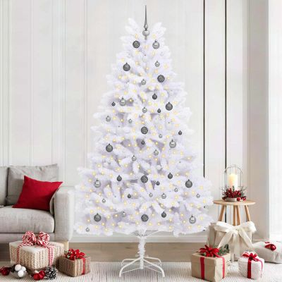 vidaXL Umelý vianočný stromček Biela 120 x 120 x 240 cm PVC a kov
