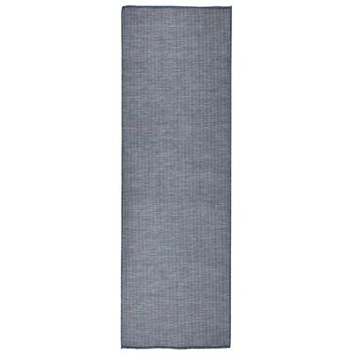 vidaXL Vonkajší koberec s plochým tkaním 80x250 cm modrý