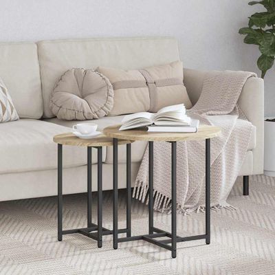 vidaXL Sada príručných stolíkov 2 pcs Sonoma dub a čierna