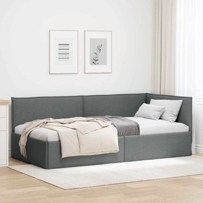 vidaXL Rohový rám postele s čelnou doskou Tmavo šedá 80 x 200 cm látka