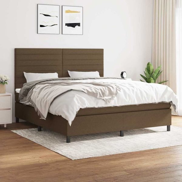 vidaXL Boxspring posteľ s matracom tmavohnedá 180x200 cm látka