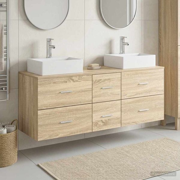 vidaXL Set kabinetov do kúpeľne 3 ks Dub sonoma 49,5 x 41 x 62,5 cm