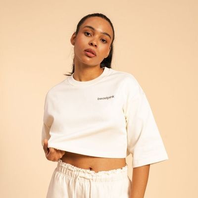 Dámske tričko Cropped Serenity Ivory - BeastPink, veľkosť XL, veľkosť oblečenia XL