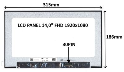 LCD PANEL 14,0'' FHD 1920x1080 30PIN MATNÝ IPS / BEZ ÚCHYTOV