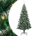 vidaXL Umelý predsvietený vianočný stromček Zelená 240 cm PVC a kov